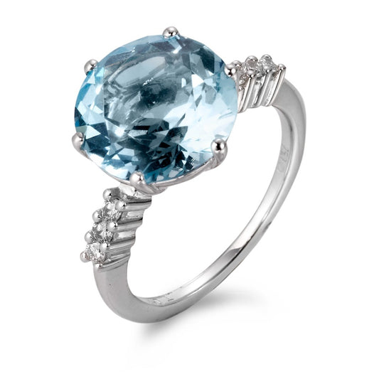 Ring 750/18K krt witgoud Topaas blauw, 0.12 ct, 6 Steen, [Brillant], w-si