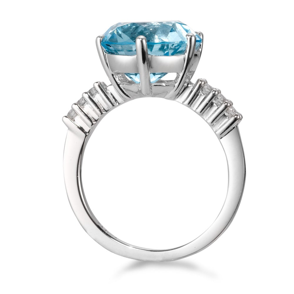 Ring 750/18K krt witgoud Topaas blauw, 0.12 ct, 6 Steen, [Brillant], w-si