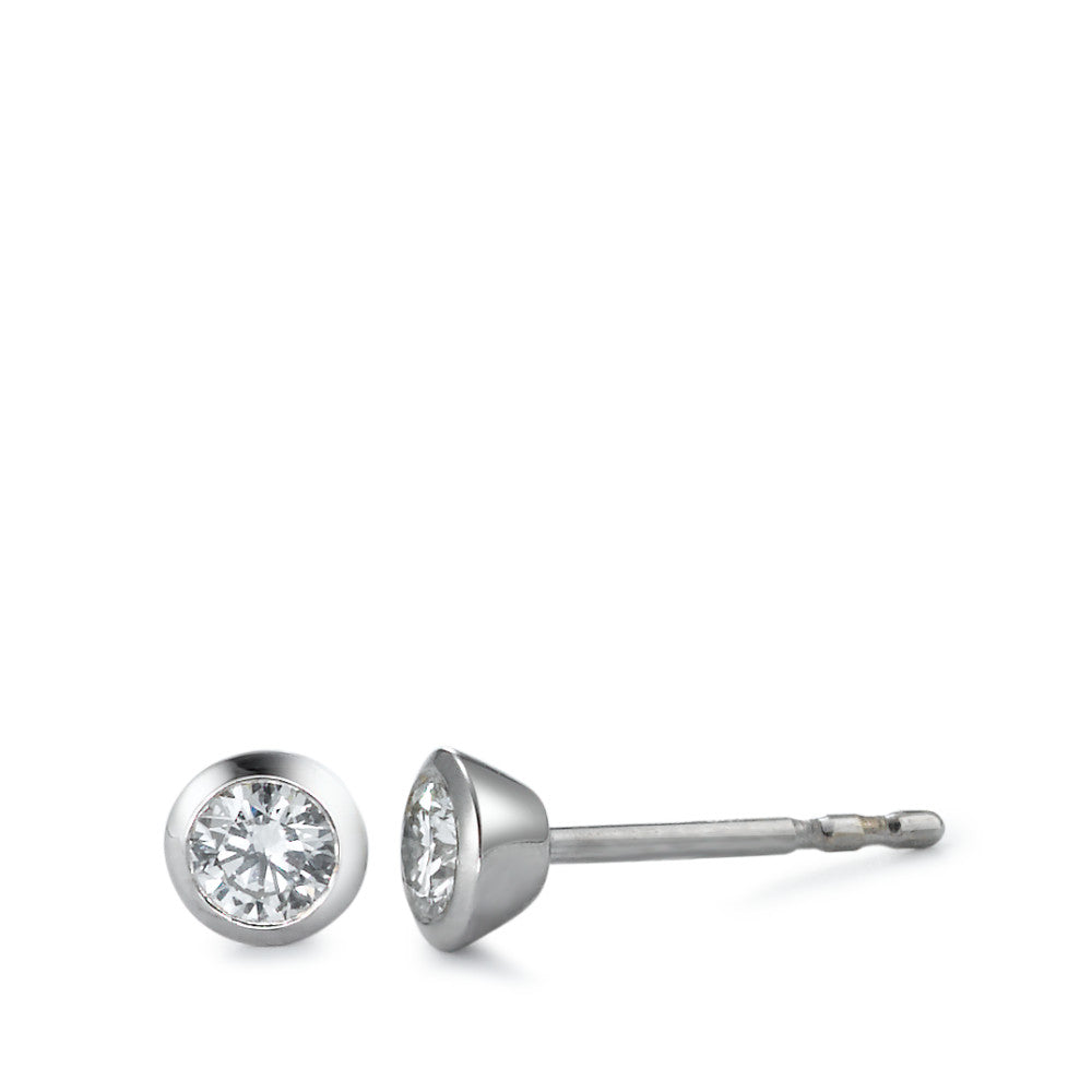 Oorknoppen 750/18K witgoud Diamant wit, 0.25 ct, 2 Steen, [Brillant], w-si Ø4.5 mm