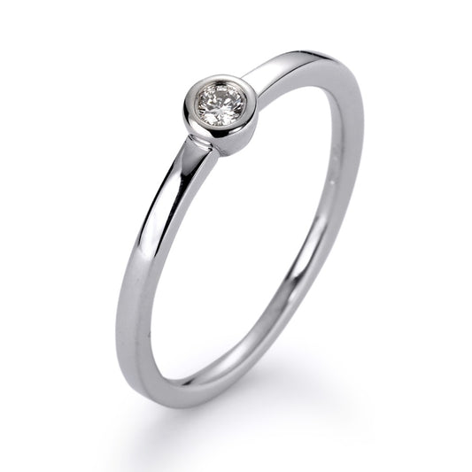 Solitaire ring 750/18K krt witgoud Diamant wit, 0.05 ct, [Brillant], w-si