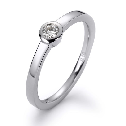 Solitaire ring 750/18K krt witgoud Diamant wit, 0.10 ct, [Brillant], w-si