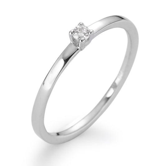Solitaire ring 750/18K krt witgoud Diamant wit, 0.05 ct, [Brillant], w-si
