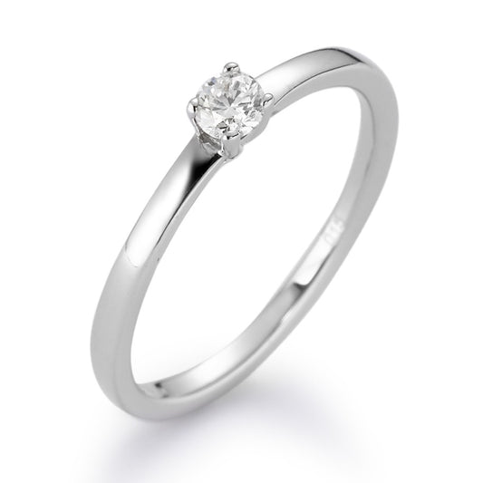 Solitaire ring 750/18K krt witgoud Diamant wit, 0.10 ct, [Brillant], w-si