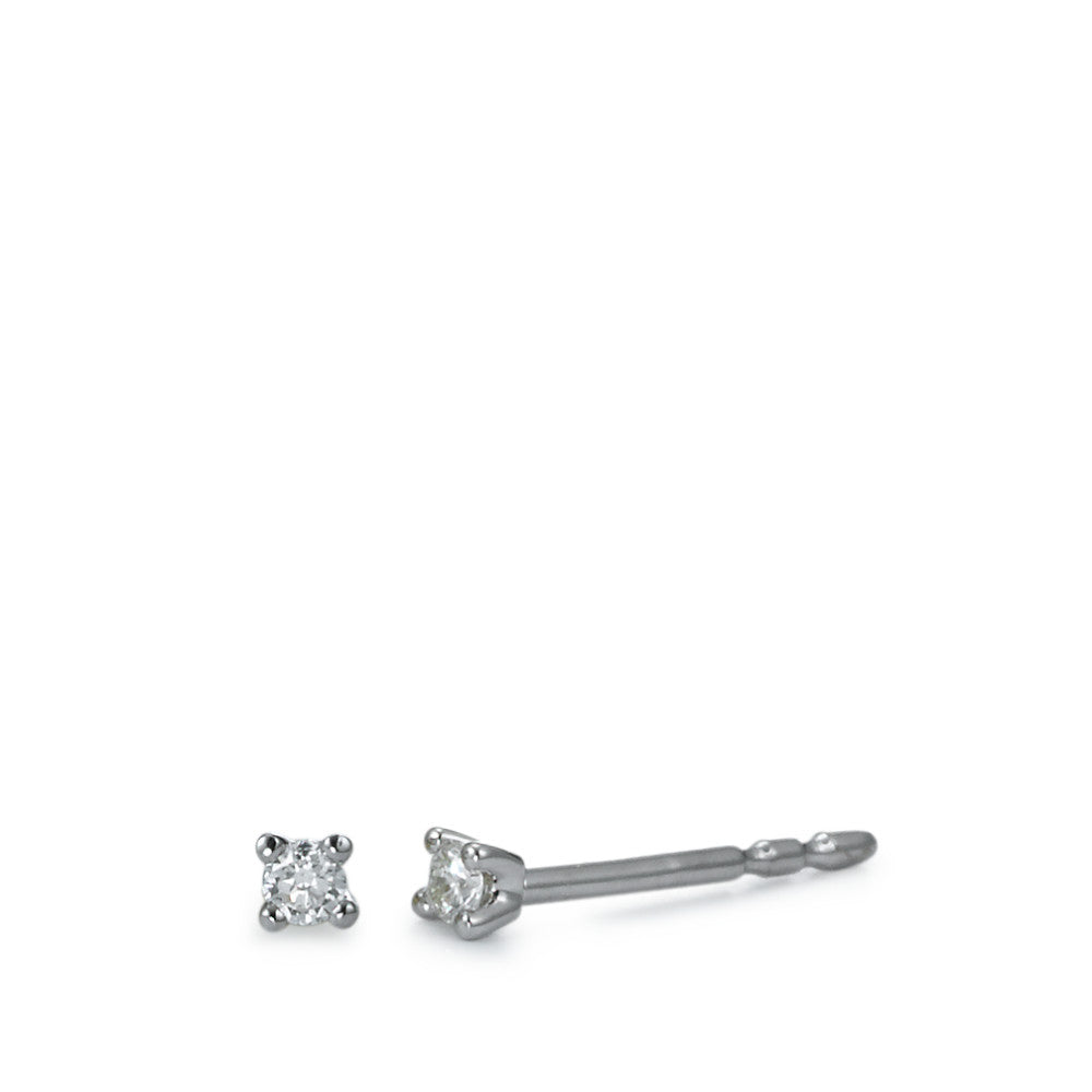 Oorknoppen 750/18K witgoud Diamant wit, 0.05 ct, 2 Steen, [Brillant], w-si Ø2 mm