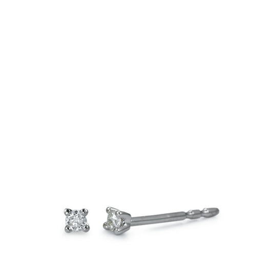 Oorknoppen 750/18K krt witgoud Diamant wit, 0.05 ct, 2 Steen, [Brillant], w-si Ø2 mm