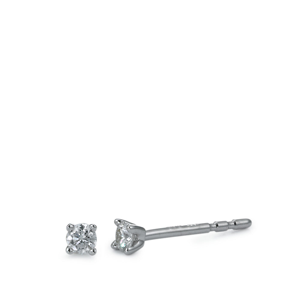 Oorknoppen 750/18K witgoud Diamant wit, 0.10 ct, 2 Steen, [Brillant], w-si