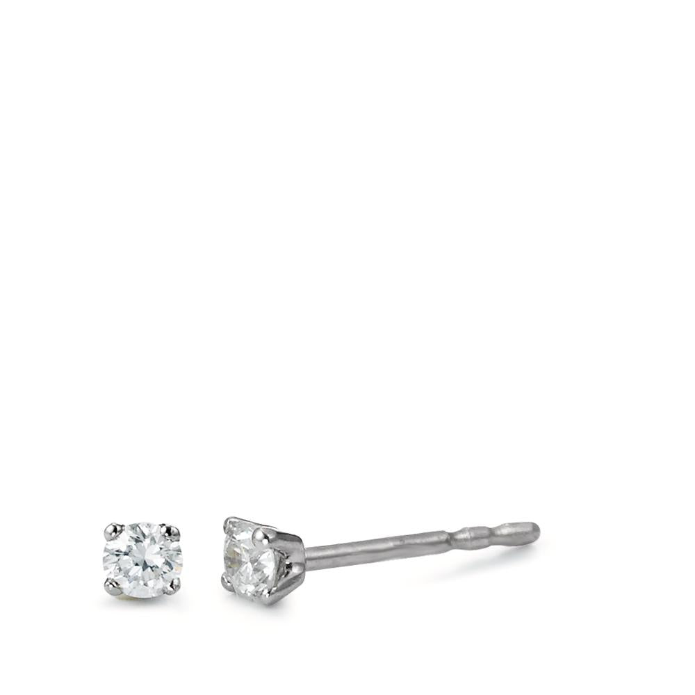 Oorknoppen 750/18K witgoud Diamant wit, 0.15 ct, 2 Steen, [Brillant], w-si Ø2.5 mm