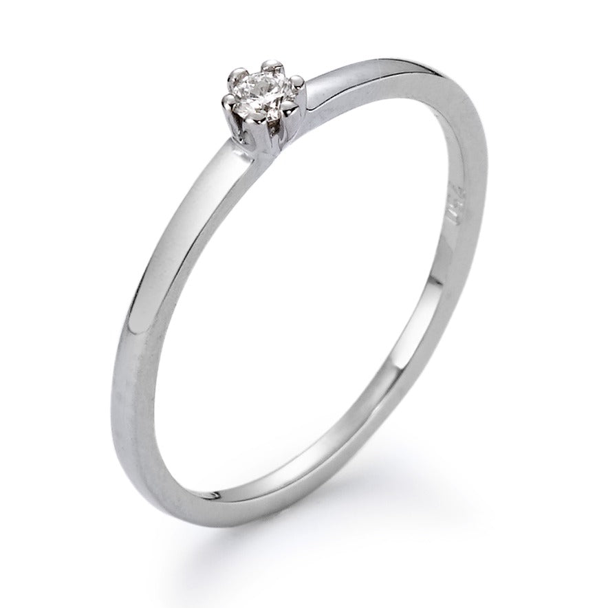 Solitaire ring 750/18K krt witgoud Diamant wit, 0.05 ct, [Brillant], w-si