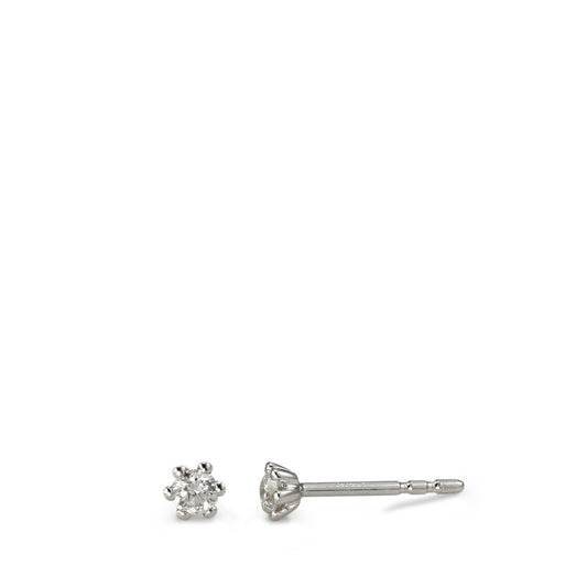 Oorknoppen 750/18K witgoud Diamant wit, 0.15 ct, 2 Steen, [Brillant], w-si Ø3.5 mm