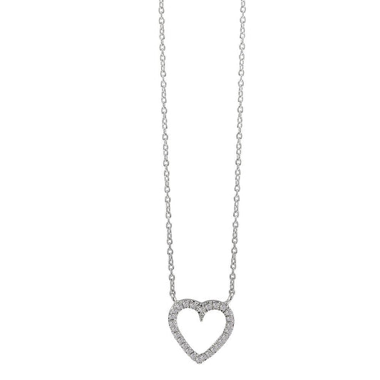 Collier 750/18K krt witgoud Diamant wit, 0.056 ct, 27 Steen Hart 42 cm