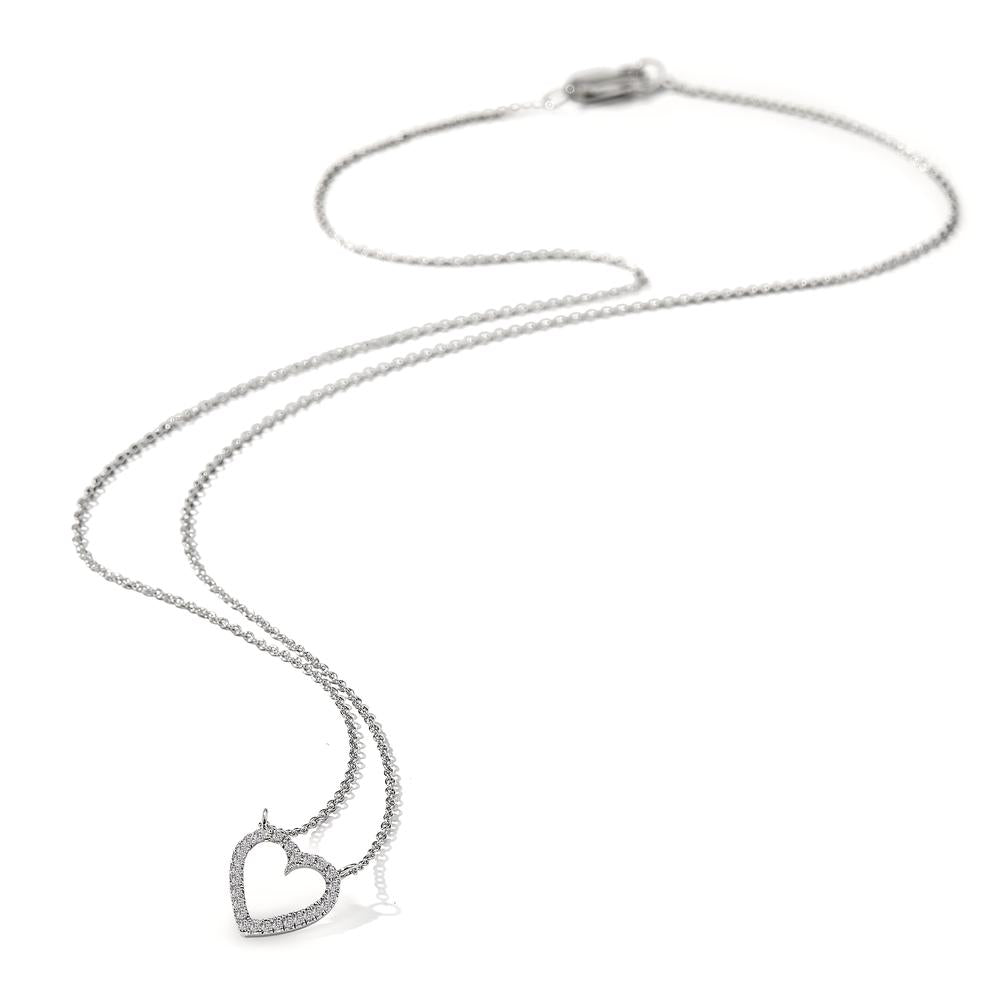 Collier 750/18K krt witgoud Diamant wit, 0.056 ct, 27 Steen Hart 42 cm