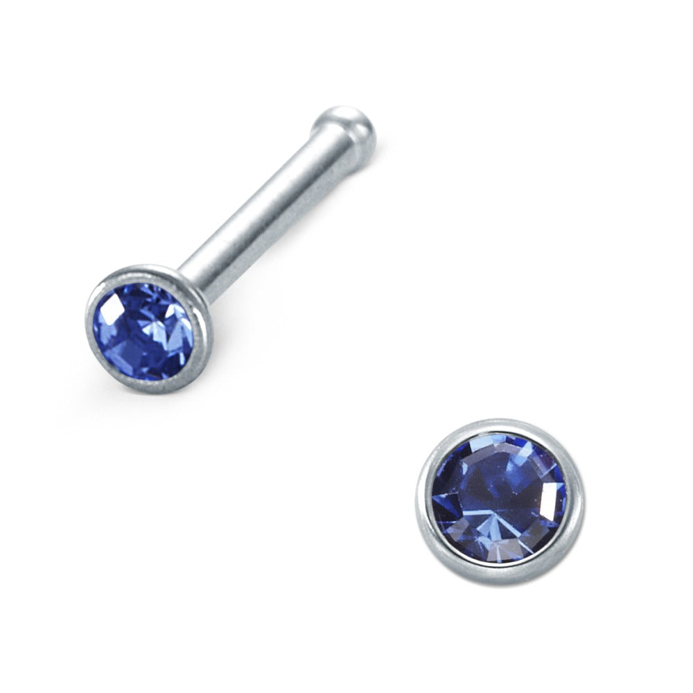 Neusknopje Roestvrijstaal Zirkonia blauw Ø2.3 mm