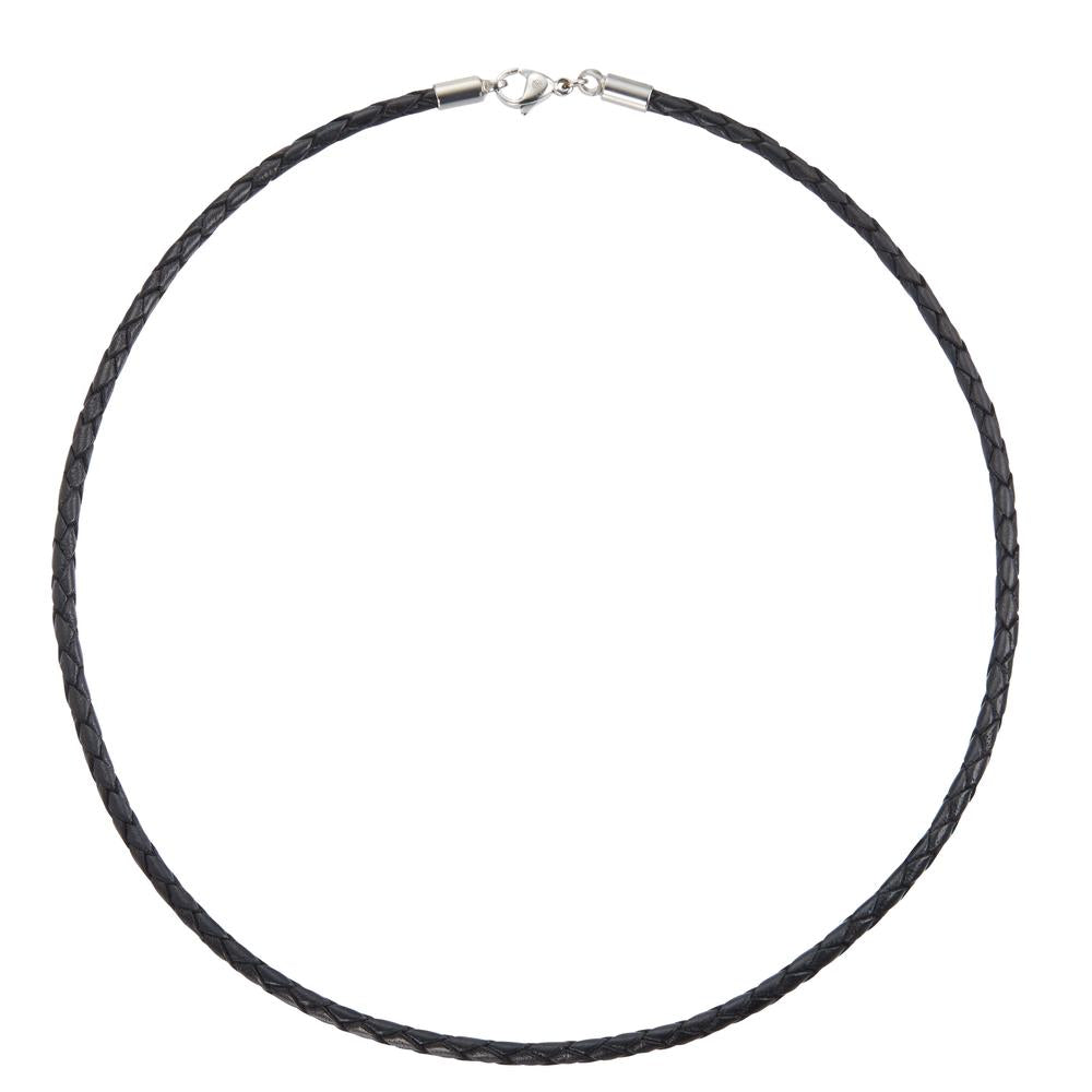 Collier Leder, Roestvrijstaal 42 cm Ø3 mm