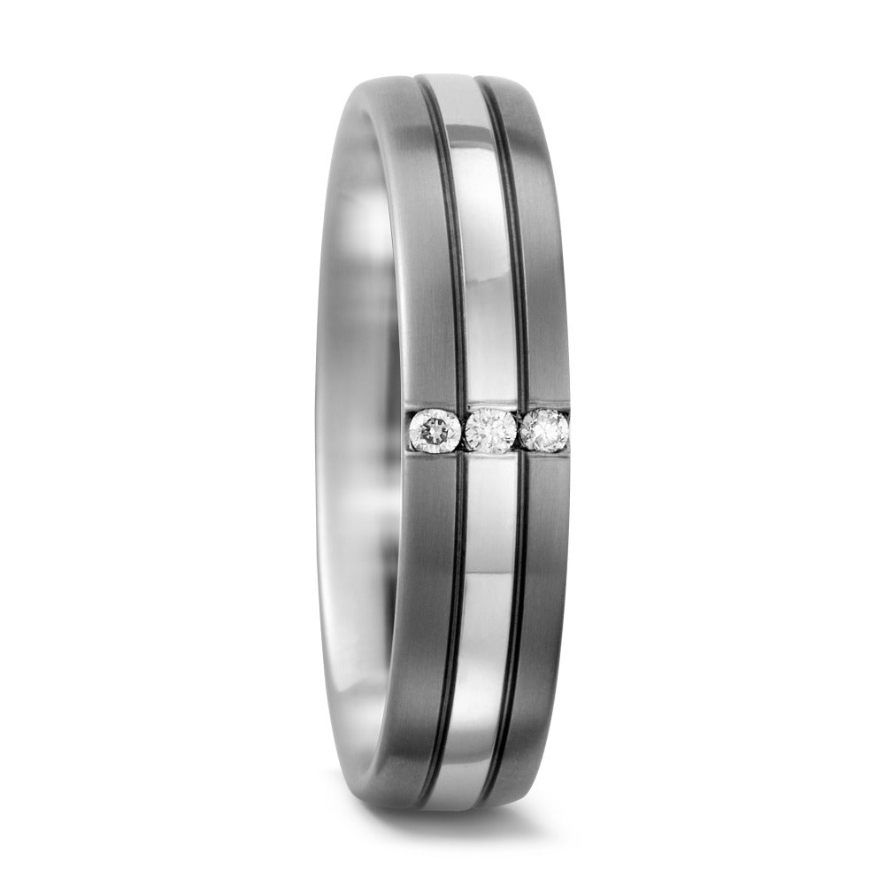 Partnerring Titanium, 950 Palladium Diamant wit, 0.06 ct, 3 Steen, w-si