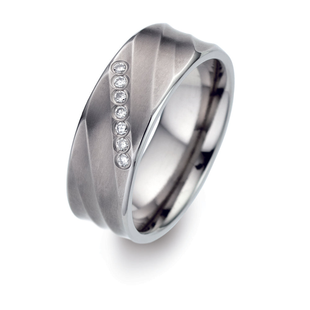 Partnerring Titanium Diamant wit, 0.07 ct, 7 Steen, w-si