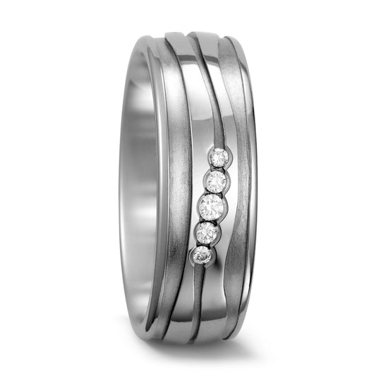 Partnerring Titanium Diamant wit, 0.07 ct, 5 Steen, w-si