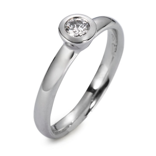 Solitaire ring 750/18K krt witgoud Diamant wit, 0.15 ct, si Gerhodineerd