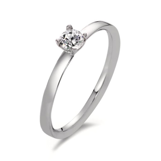 Solitaire ring 375/9K witgoud Moissaniet 4 mm