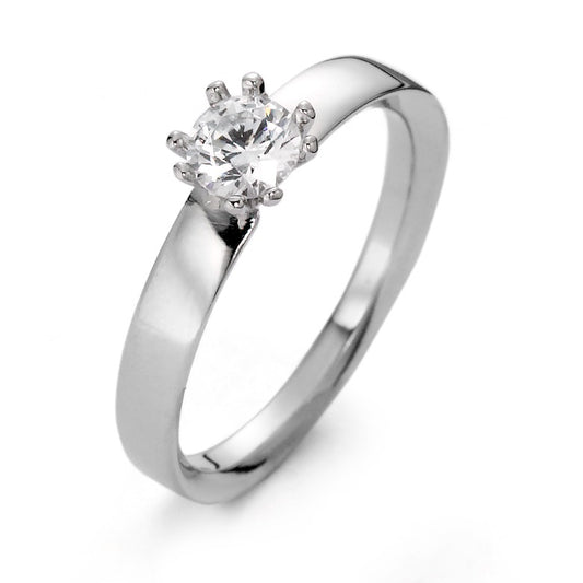 Solitaire ring 375/9 krt witgoud Moissaniet