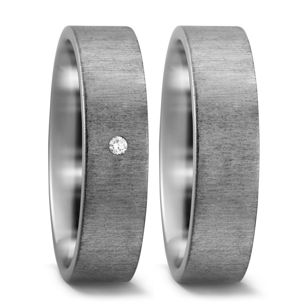 Partnerring Titanium Diamant wit, 0.02 ct, w-si