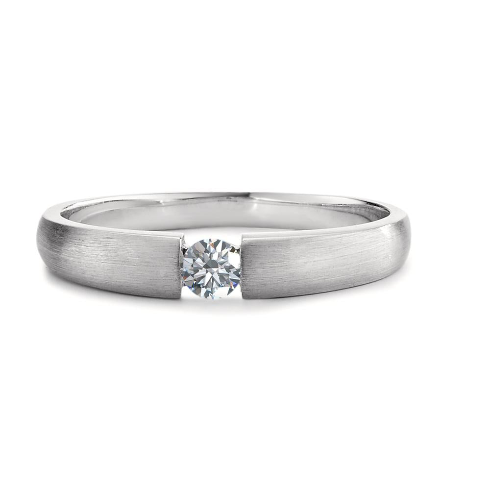 Solitaire ring 750/18K krt witgoud Diamant 0.10 ct, w-si