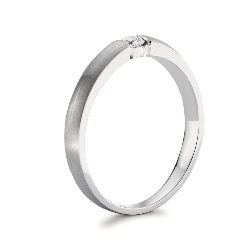 Solitaire ring 750/18K krt witgoud Diamant 0.10 ct, w-si