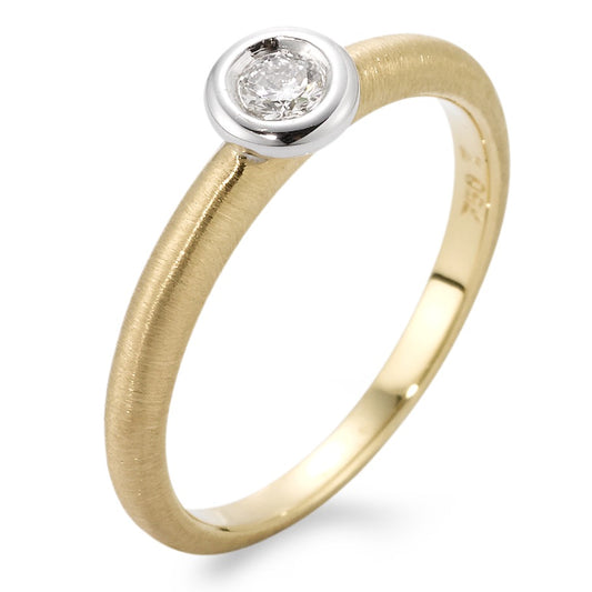 Solitaire ring 750/18 krt geel goud, 750/18K krt witgoud Diamant 0.10 ct, w-si