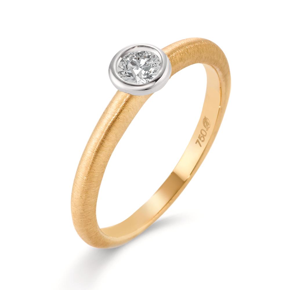 Solitaire ring 750/18K geel goud, 750/18K witgoud Diamant 0.15 ct, w-si