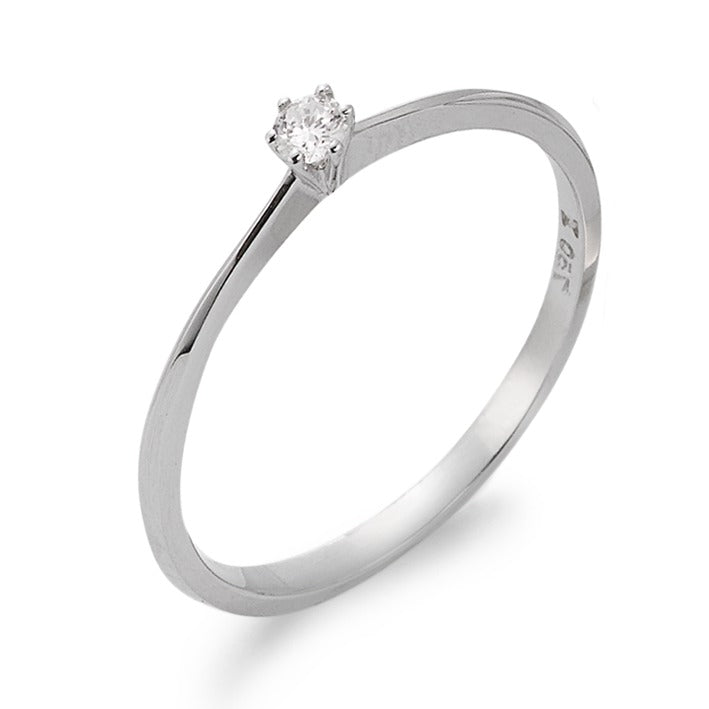 Solitaire ring 750/18K witgoud Diamant 0.07 ct, w-si