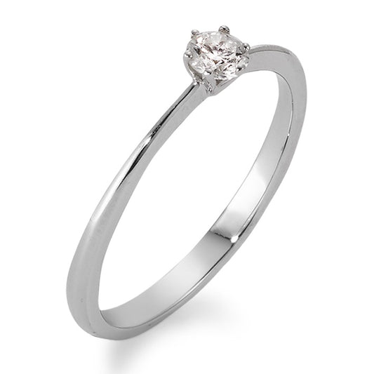 Solitaire ring 750/18K krt witgoud Diamant 0.10 ct, w-si