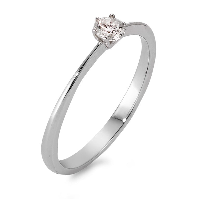 Solitaire ring 750/18K krt witgoud Diamant 0.13 ct, w-si