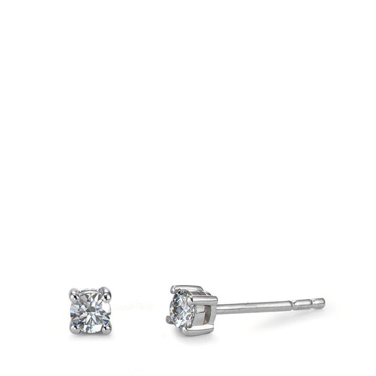 Oorknoppen 750/18K witgoud Diamant 0.06 ct, 2 Steen, w-si Ø2 mm