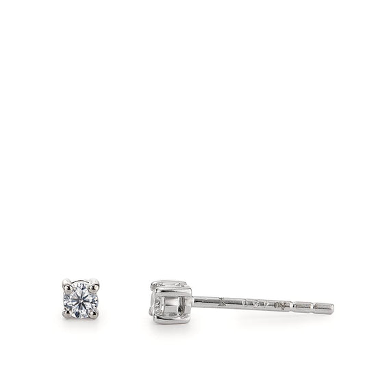 Oorknoppen 750/18K witgoud Diamant 0.08 ct, 2 Steen, w-si Ø2.5 mm