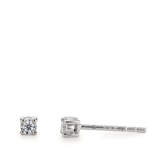 Oorknoppen 750/18K witgoud Diamant 0.10 ct, 2 Steen, w-si Ø2.5 mm