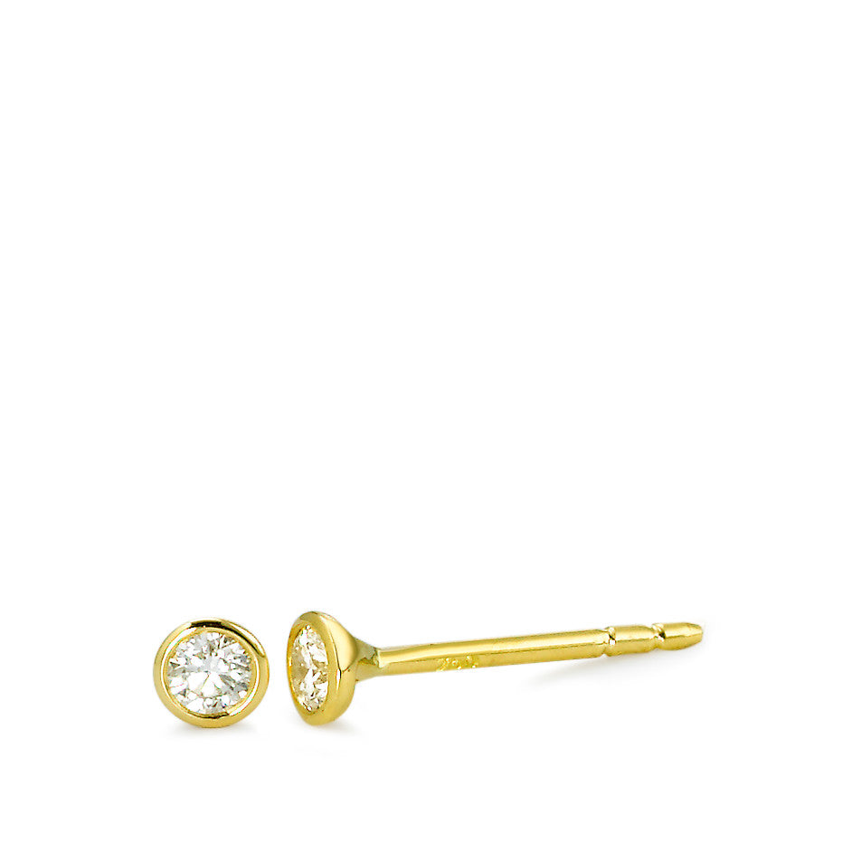 Oorknoppen 750/18K geel goud Diamant 0.10 ct, 2 Steen, w-si Ø3 mm