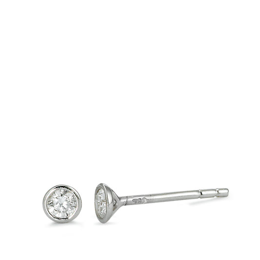 Oorknoppen 750/18K witgoud Diamant 0.15 ct, 2 Steen, w-si Ø3.5 mm