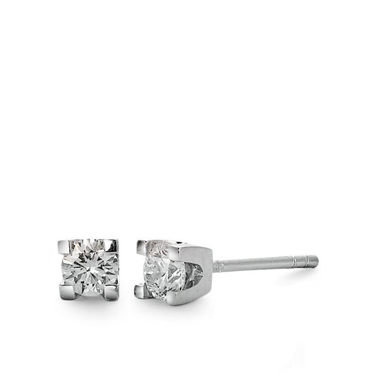 Oorknoppen 750/18K witgoud Diamant 0.20 ct, 2 Steen, w-si Ø3 mm