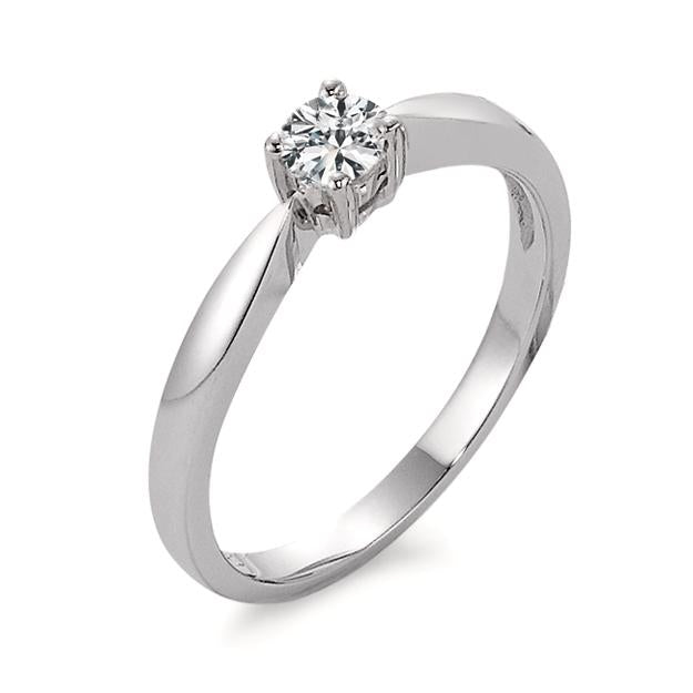 Solitaire ring 750/18K witgoud Diamant 0.10 ct, w-si