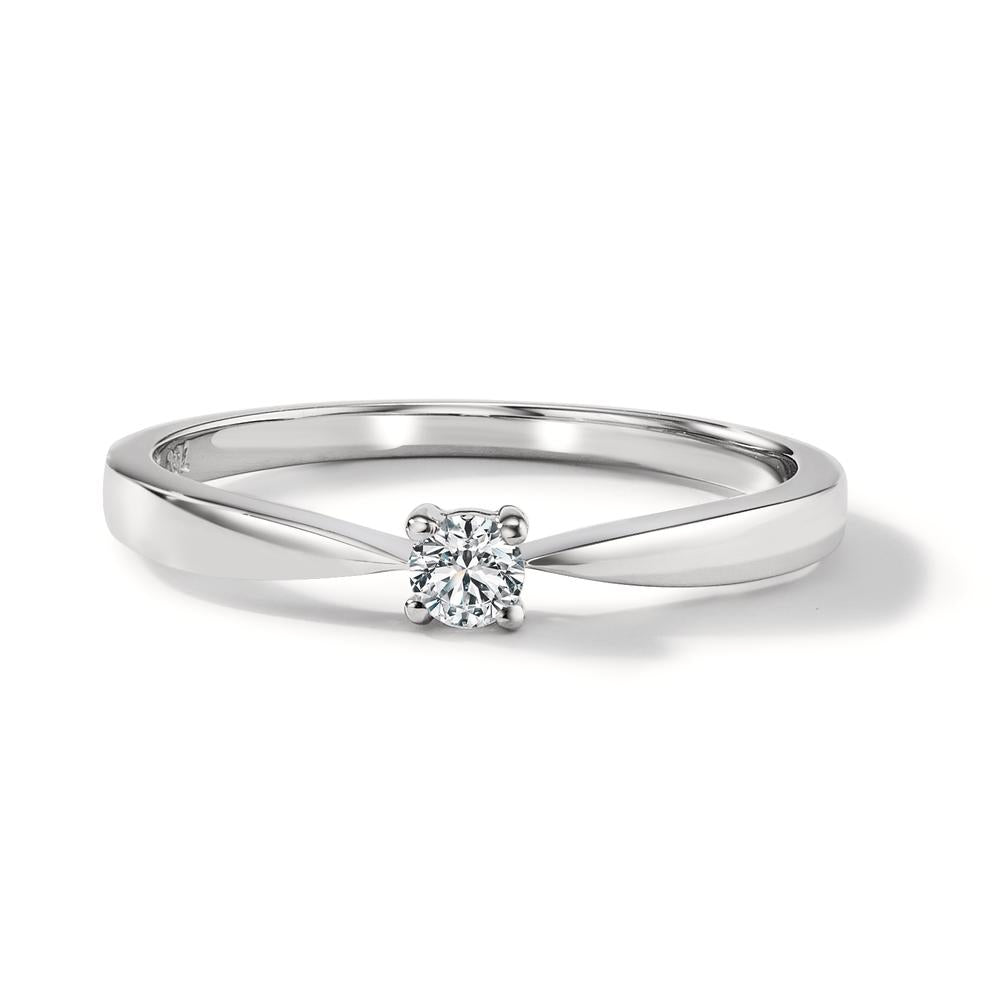 Solitaire ring 750/18K witgoud Diamant 0.10 ct, w-si