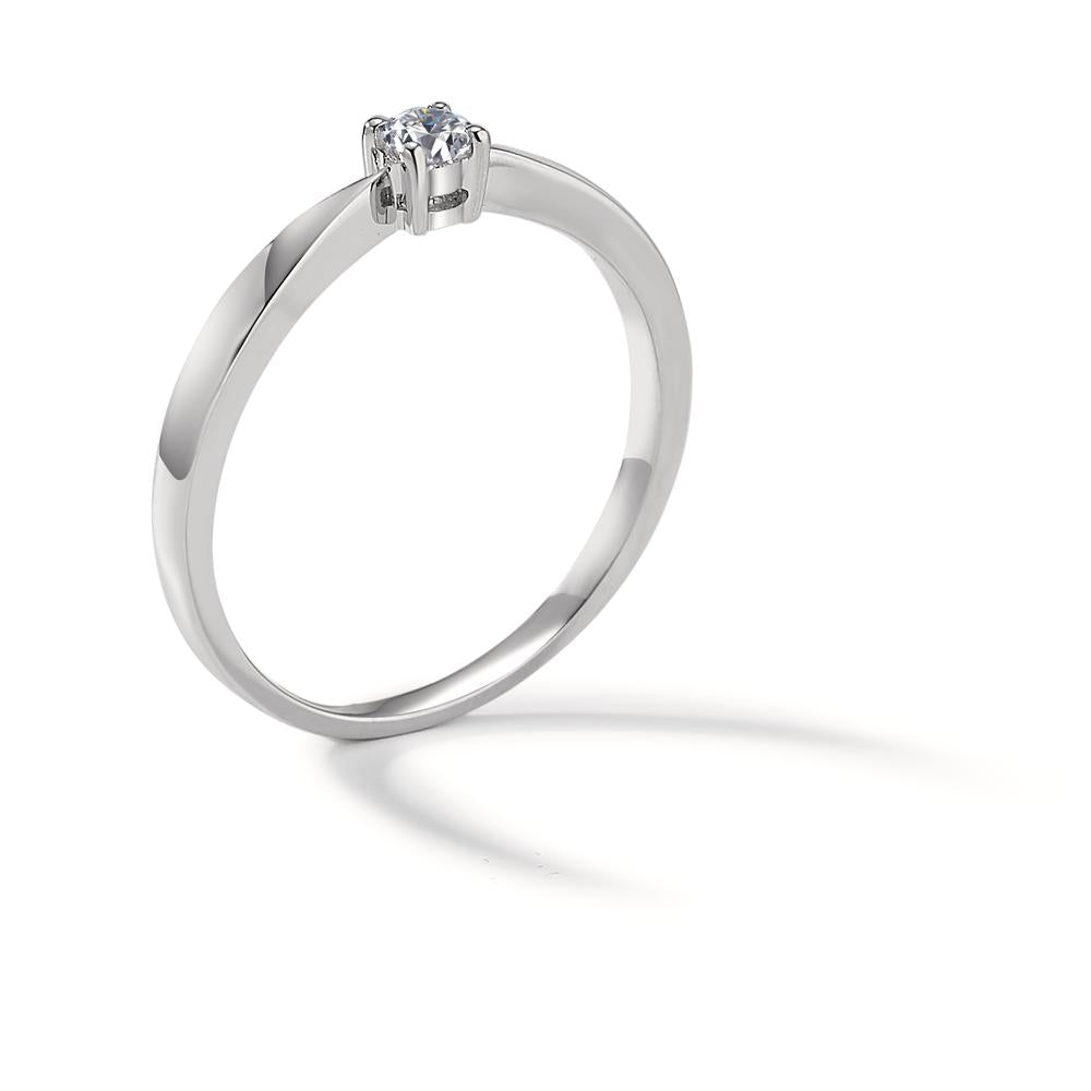 Solitaire ring 750/18K witgoud Diamant 0.10 ct, w-si