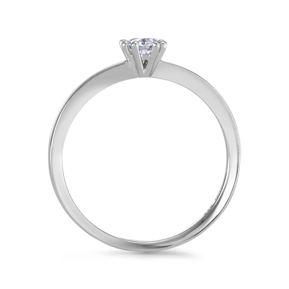 Solitaire ring Zilver Zirkonia [rund], 4 mm Gerhodineerd