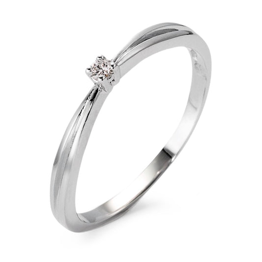 Solitaire ring 750/18K krt witgoud Diamant 0.03 ct, vsi