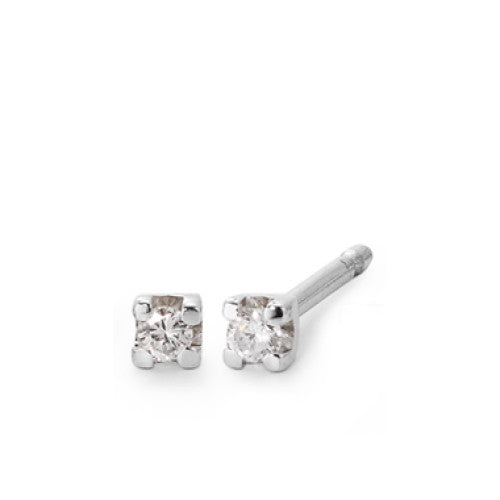 Oorknoppen 750/18K witgoud Diamant 0.06 ct, 2 Steen, vsi