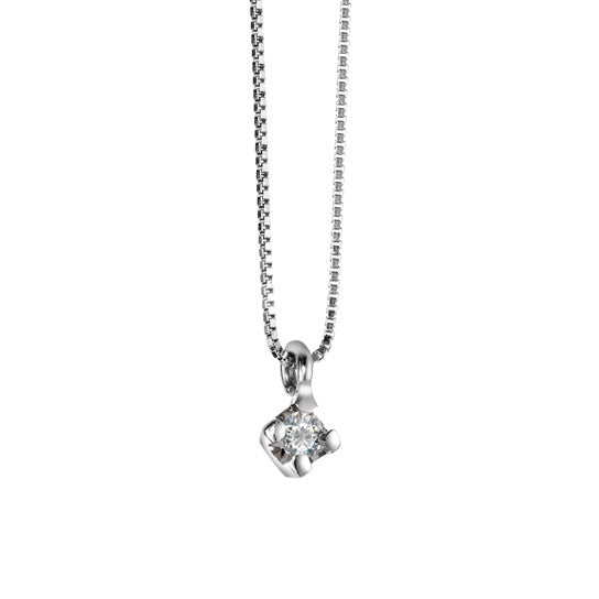 Collier met hanger 750/18K krt witgoud Diamant 0.03 ct, vsi 42 cm