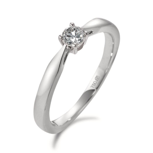 Solitaire ring 750/18K witgoud Diamant wit, 0.15 ct, w-si