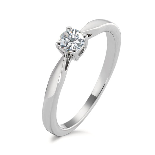 Solitaire ring 750/18K krt witgoud Diamant wit, 0.25 ct, w-si