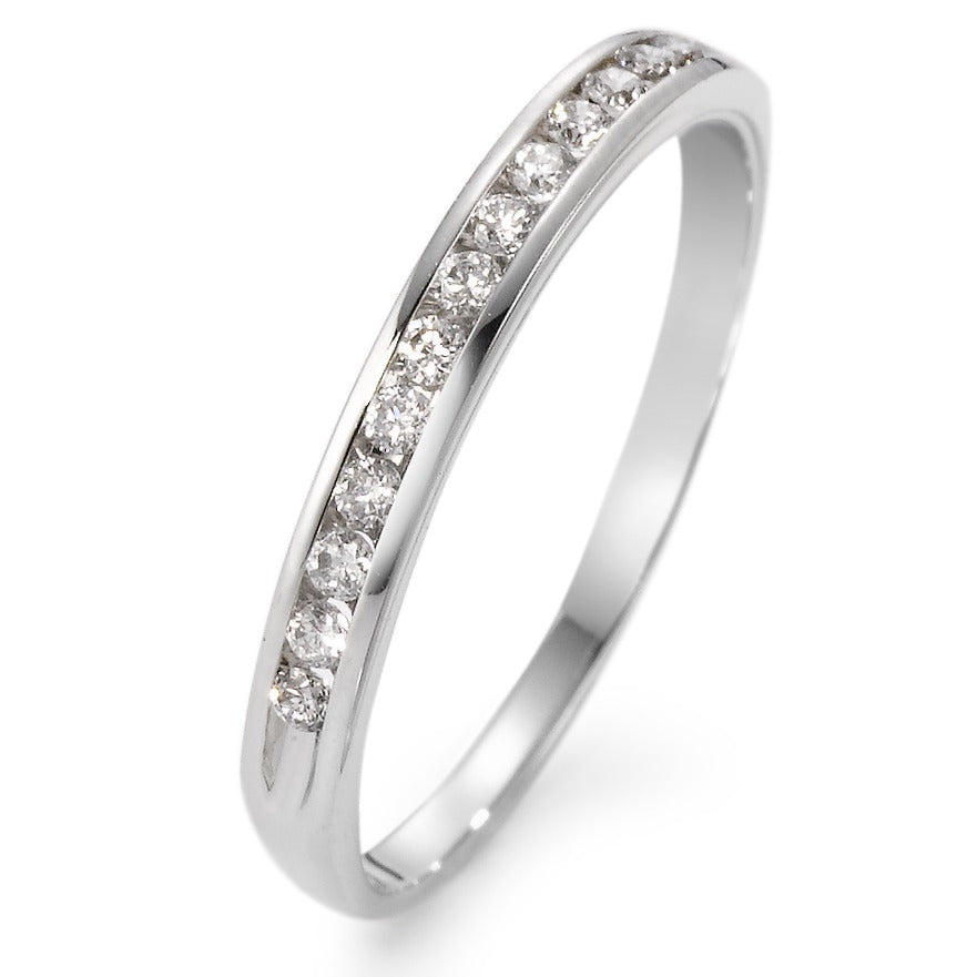 Memory ring 750/18K krt witgoud Diamant wit, 0.15 ct, 13 Steen, w-si