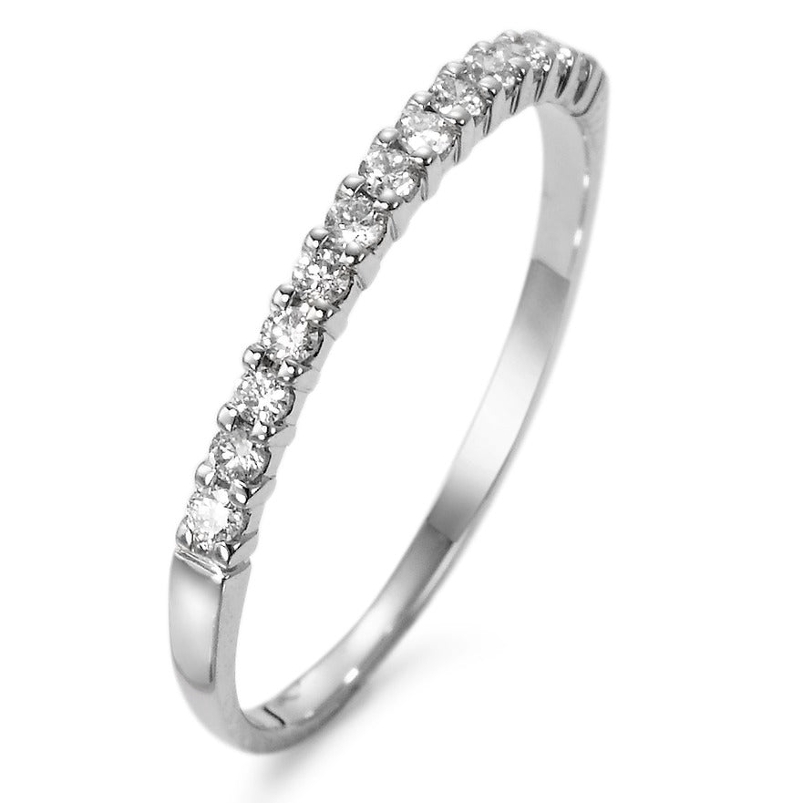 Memory ring 750/18K witgoud Diamant wit, 0.15 ct, 13 Steen, w-si