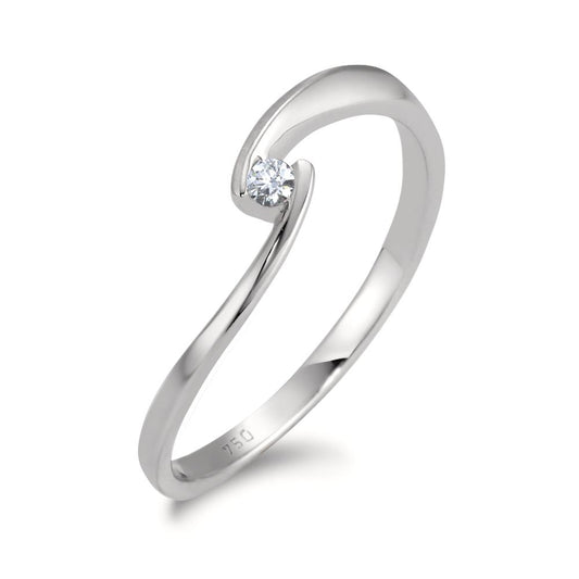 Solitaire ring 750/18K krt witgoud Diamant wit, 0.04 ct, [Brillant], w-si