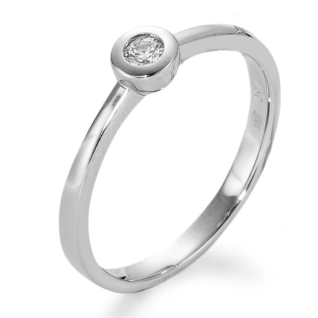 Solitaire ring 750/18K krt witgoud Diamant wit, 0.05 ct, [Brillant], w-si